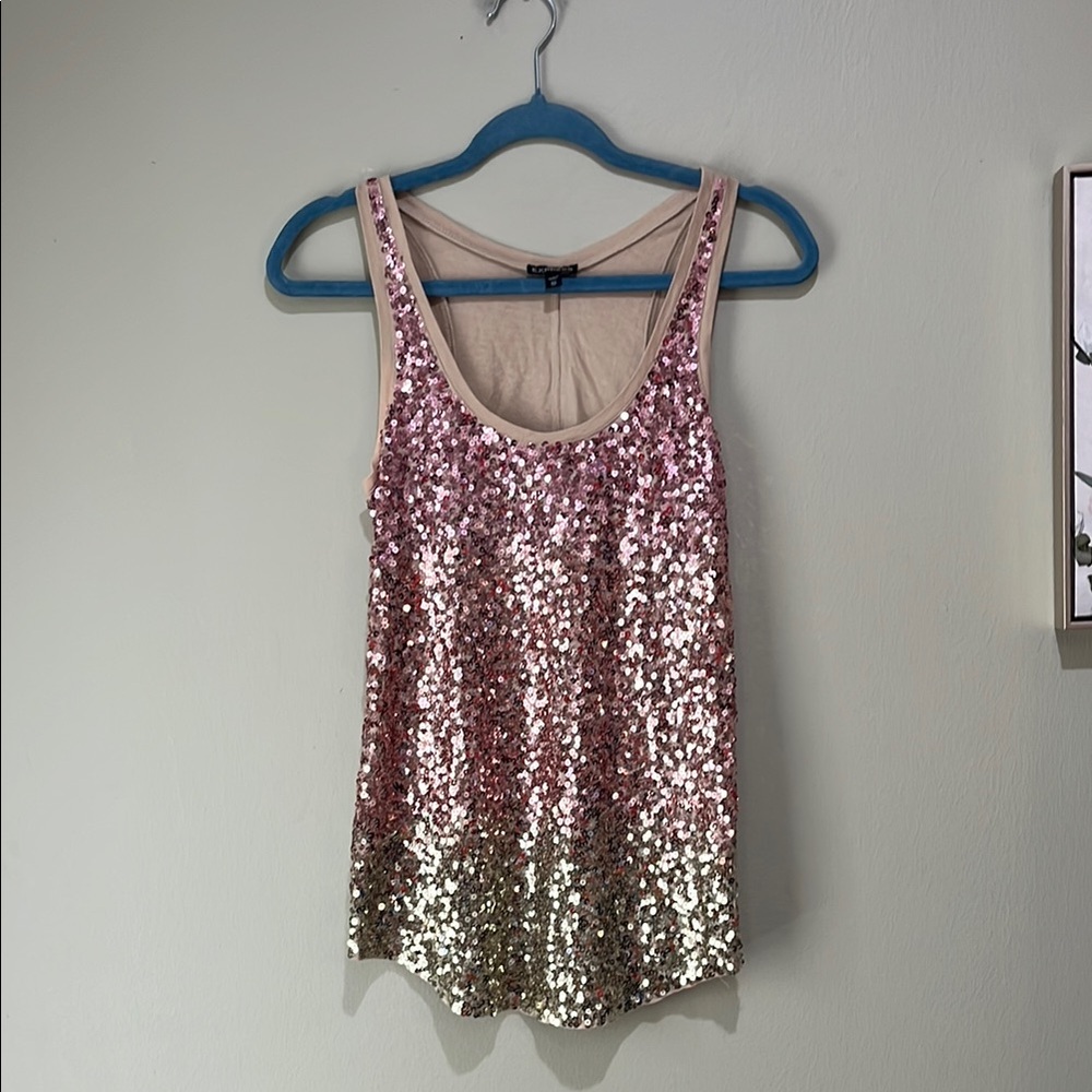 🎆3 for $10 Express Pink and Gold Sequin Tank Top